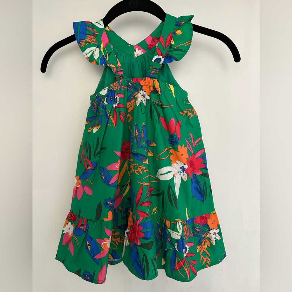 J Crew Crewcuts Green Tropical Print Dress. Size 3. NWT. - Picture 2 of 5